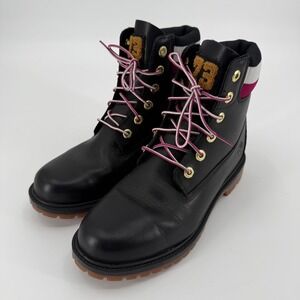 Timberland Heritage 6" Black Leather Waterproof Boots Womens Size 10 Lug Sole